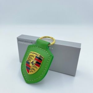 PORSCHE leather KeyFob Keyring Keychain GT3 Green new